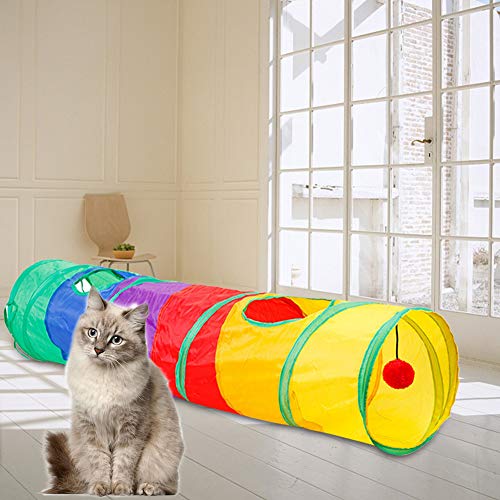 Cat Play Tunnel,Occupiedpet Collapsible Cube Tent with 4 Entry Points - color: I-shaped