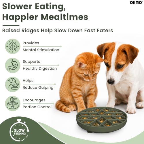 OHMO Slow Feeder Dog Bowl, 5.9" Lick Mat for Dogs, Diamond, Camo Green - color: Camo Green