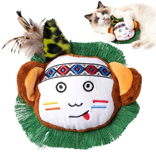 Catnip Interactive Cat Toys Plush Feather Indoor Cats Anxiety Relief Monkey - color: Monkey