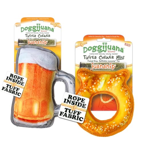 Doggijuana Mini P & Beer Bundle | Squeaky Refillable Plush Toy, 2 Pack - style: Mini P & Beer