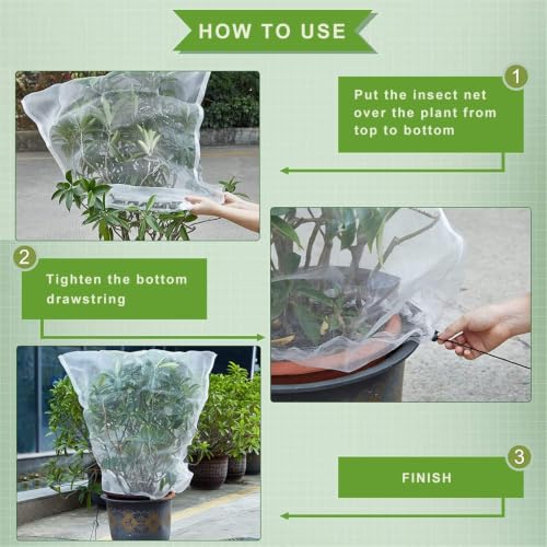 Drawstring Blueberry Netting for Bushes - 2 Pack 4.92×3.94Ft - Easy Install Reusable Garden Netting, Protective Mesh for Fruit Trees & Tomato Plants, Blocks Birds, Squirrels & Insects - size: 4.92×3.94 ft