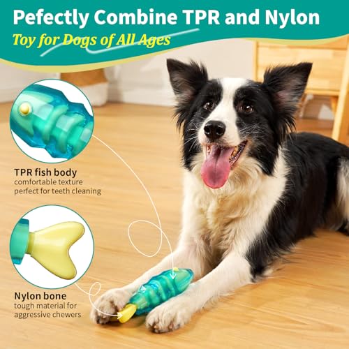MewaJump Dog Chew Toys for Aggressive Chewers, Tough Dog Toy Medium Breeds - color: jelly fish