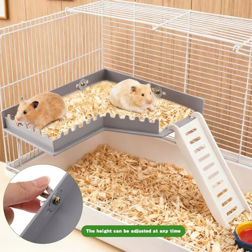 Hermit Crab L-Shaped Plat-Form with Ladder, No-Drill Climbing Plat-Form with Ramp, Hermit Crab Climbing Toys Habitat Tank Accessories