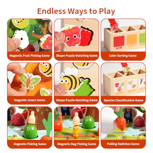 INIFEIDALA Montessori Toys for 3 4 5 Year Olds | Birthday Gifts for Kids - size: Carrot Harvest