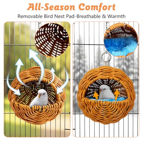 BNOSDM Bird Nest with Soft Pad Hanging Small Parakeet Bed Set (Brown) - color: Brown Hanging Nest - G-Type