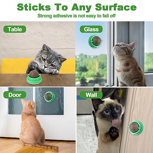 CCINEE 3PCS Catnip Balls for Cats Wall Catnip Toys Edible Cat Toys for Cat Lick Safe Healthy Kitten Chew Toys Teeth Cleaning Dental Cat Toys