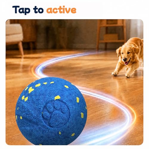 Smart Interactive Dog Toy Ball, 3 Automatic Bouncy Modes, Durable E-TPU Material for Chewing, Rechargeable and IPX7 Waterproof, Enrichment Moving Fetch Toy for Medium Large Dogs (Blue) - color: Blue