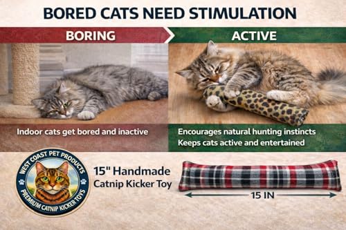 Catnip Kicker Toy for Indoor Cats – 15" Large Cat Kick Stick, 1 oz Potent Canadian Catnip, Durable Plush Cat Wrestling Toy, Turquoise - color: Turquoise