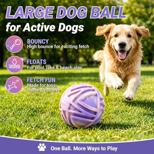 Dog Ball for Large Dogs, 7-Inch Floating Fetch Ball, Pink Ombre - color: Pink & Purple Ombre