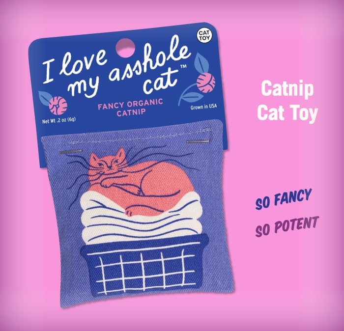 Blue Q Catnip - Cute Cat Toys for Biting with Funny Graphics -I Love My Cat - color: I Love My A'hole Cat