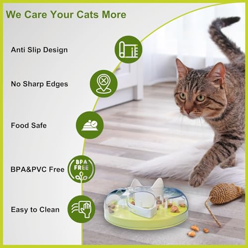 Interactive Cat Treat Puzzle Enrichment Toys, Neon Green - color: Neon Green