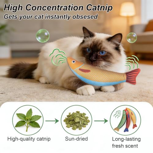 Autumn Knife Fish Cat Toy, 4 Pack Catnip Toys