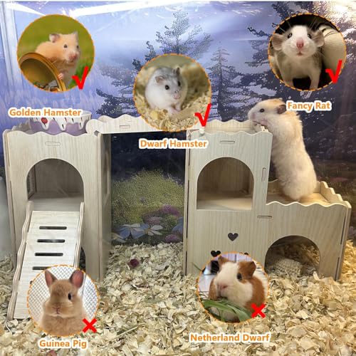 Hamster Hideout House Multi Chamber Rat Hide Hut Castle Large Climbing Playground Exploring Labyrinth Tunnel Toy for Syrian Dwarf Gerbils Hamsters Mice (Pattern A)