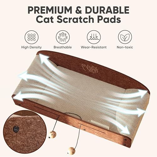 FUKUMARU Large Cat Scratcher Bed, 26 Inch Cat Scratching Bed Sofa Indoor - color: Caramel