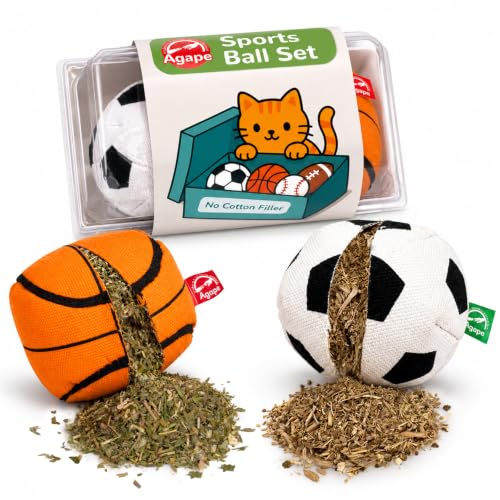 Agape Organic Catnip & Silvervine Filled Cat Toy Balls with Bell Sound - size: 2 Ball Set