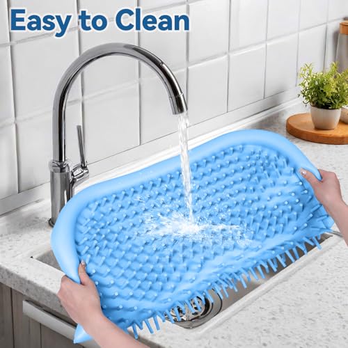 Snuffle Mat for Dogs 23.6" x 23.6" Silicone Large Slow Feeder Mat, Blue - color: Blue:23.6"x23.6"