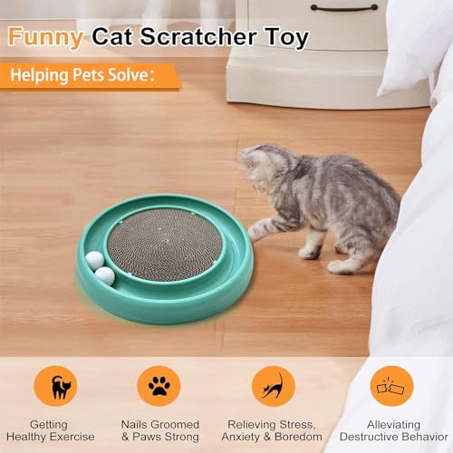 Interactive Cat Ball Track Toy for Indoor Cats, Cat Scratching Board & Exercise Set for Bored Indoor Adult and Kitten Mental & Physical Stimulation, with Spare Ball to Prevent Loss (Green) - color: Green
