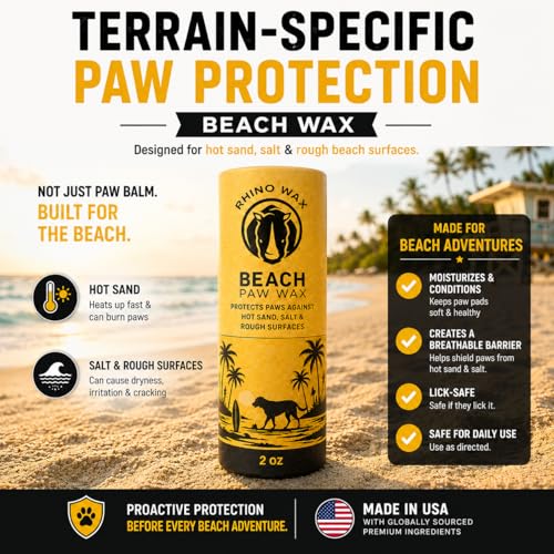 Rhino Wax Beach Paw Wax for Dog Beach Essentials, Hot Sand, Rocks & Salt - color: Paw Beach Wax