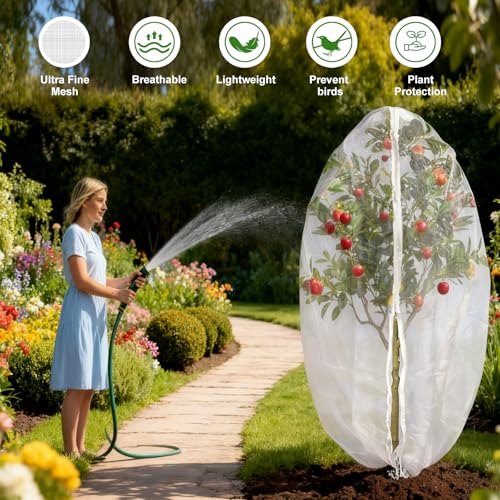 Jevrench 8-Pack 4 x 6 ft Garden Netting Bags with Zipper and Drawstring - size: 4 x 6ft – 8 Pack