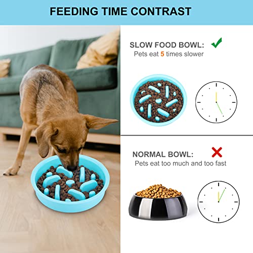 Slow Feeder Dog Bowls 3 in 1 Stainless Steel Food Water Bowl to Slow Eating - color: Dark Grey, size: Small ＆ Medium Breed
