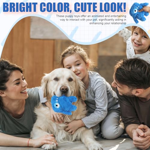 Monster Stuffed Squeaky Dog Toy, Crinkle Dog Plush Toy, Blue - color: Blue