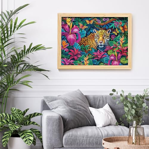 BenBen Puzzles for Adults 1000 Pieces, Jungle Leopard, Patterned Back - color: Jungle Leopard
