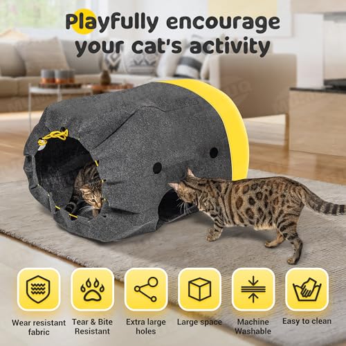 Cat Play Bag Collapsible Cat Activity Center Mat Play Rug - color: Dark Gray