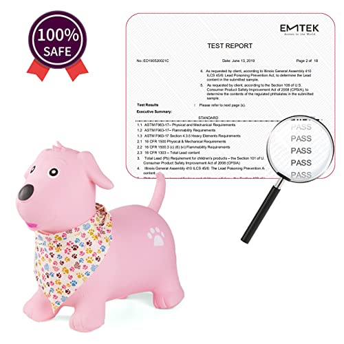 INPANY Bouncy Dog Hopper for 2-5 Kids, Gifts Toy for Kid, Pump Included - color: Pink Dog