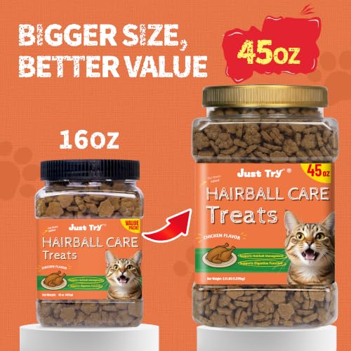 Just Try Hairball Support Healthy Cat Training Treats - size: 45 OZ