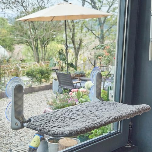 AIWIKIDE Cat Window Perch, Easy Install Bracket, Portable Wall Hammock for Indoor Cat, Grey - color: Grey, size: Cover - 1 Piece