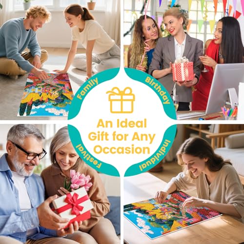 500 Pieces Puzzle for Adults, Colorful Houses Town Puzzle - color: Colorful House Town