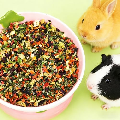 Hamster Food, Bunny Food Freeze-Dried Fruit and Vegetable Salad,Rabbit and Hamster Chew Treats Resealable Jar for Hamsters Bunny Guinea Pigs Groundhogs Natural Fiber Vitamin Snacks, 3.88oz