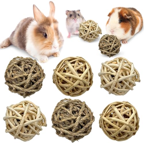 Tfwadmx 6 Pcs Small Animal Chew Ball Toy Rabbit Rolling Activity Play Balls Pet Cage Entertainment Accessories for Hamster Guinea Pigs Gerbil Chinchilla Hedgehog Teeth Grinding Gnawing