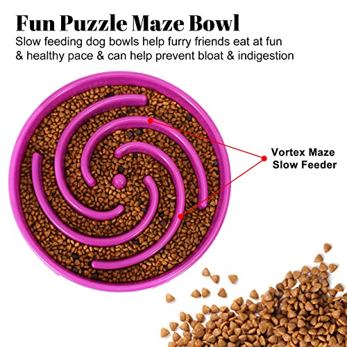 Whippy Slow Feeder Large Dog Bowl - Non Slip Maze Puzzle Bowl for Medium to Large Dogs - Purple - color: G-purple