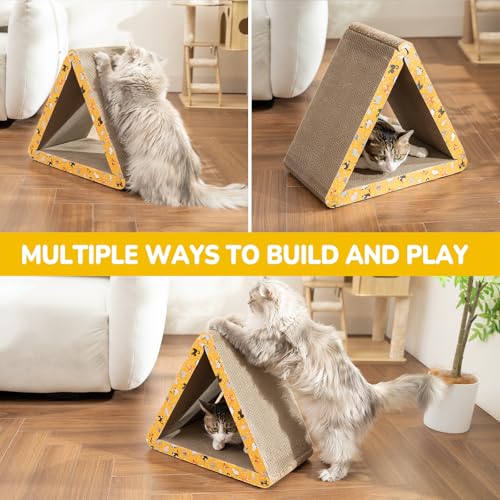 Cat Scratcher, Cat Scratching Board - Foldable Triangle 6-Sided Cardboard - color: Orange
