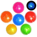 Novkin 6-Pack 3.5” LED Light-Up Squeaky Dog Toy Balls ，Durable Interactive Glow Fetch Toys for Aggressive Chewers，BPA Free Non-Toxic, Spiky Puppy Chew Balls - size: 3.5''
