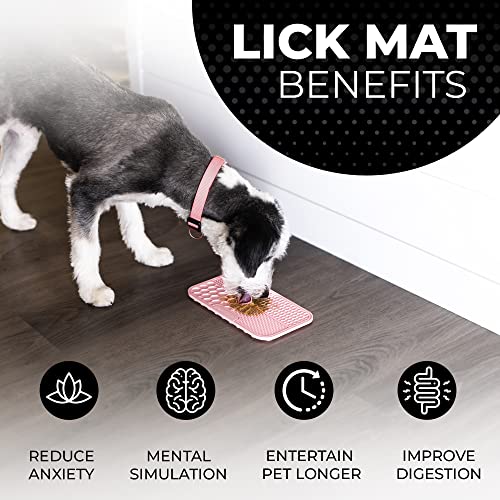 Pup Culture Dog Lick Mat for Dogs, Feeding Pad for Anxious Pets Plus 4 Different Puzzles for Mental Stimulation for Dogs - Supports Mental, Dental, and Digestive Health, Bite Resistant and Heavy Duty - color: Pink, size: 1 Pack