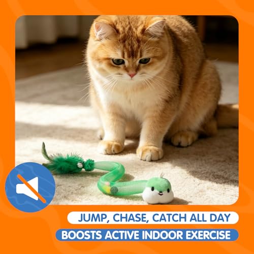 Cat Teaser Toys with Feathers and Bells, Flexible Tube 4-Pack - style: Snake shaped-4pcs
