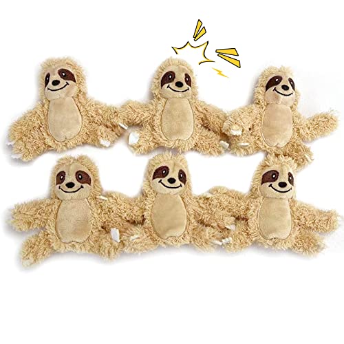 Interactive Squeaky Dog Toy, Replacement Animals Sloth Pack of 6 - size: Replacement Animals - Pack of 6, style: Sloth
