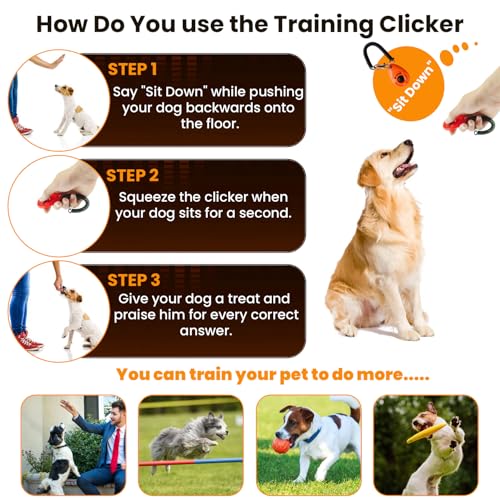 Dog Bark Deterrent Device with Training Clicker, 3X Ultrasonic Anti Barking Device for Dogs, 23FT Long Range, 6 Adjustable Modes, Rechargeable Stop Barking Dog Devices for Small, Medium & Large Dogs