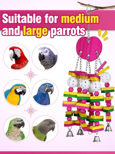 Large Bird Parrot Toys for Cockatoos African Grey Macaws Amazon Parrots - color: Hot pink