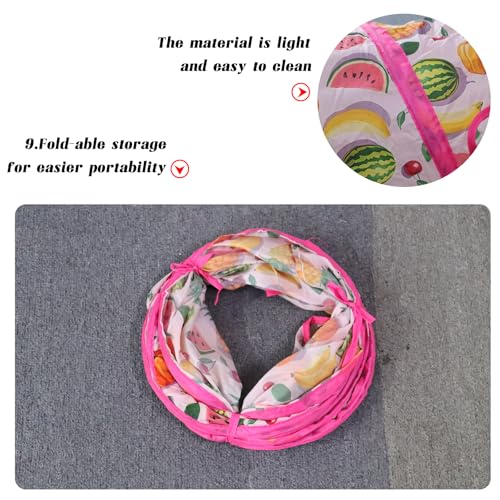 Andiker Cat Tunnel for Indoor Cats, 45" Long Rainbow Collapsible Kitten Tube with a Fun Ball and 2 Holes Cat Play Tunnel, Rabbit Tunnel for Kittens Exercising Hiding Training and Running (S Pink) - color: S Pink