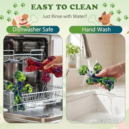 2Pack TreeBone Indestructible Dog Chew Toys for Aggressive Chewers - color: RedGreen