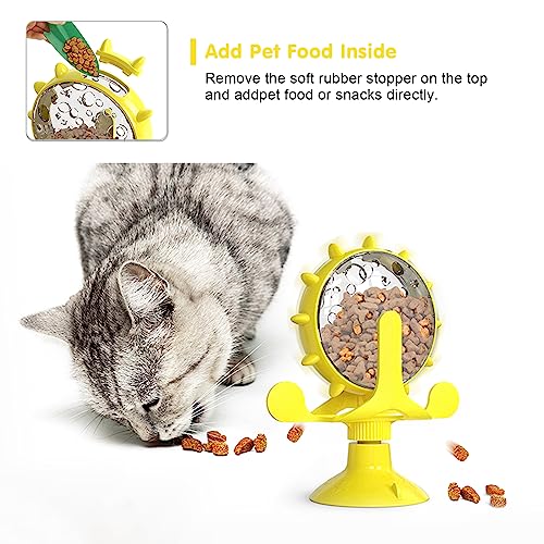 Cat Dog Treat Dispenser Toy - Cat Interactive Feeder (Yellow) - color: Yellow