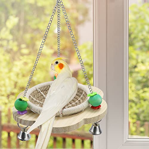 Wontee Bird Nest Parrot Breeding Nest Bed Bird Hanging Swing for Budgies Parakeets Conures Cockatiels Caique Senegal Parrot (Hemp Rope) - color: Hemp Rope