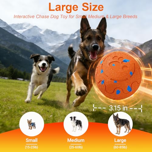 Interactive Dog Ball- Remote Control Dog Toy, Chase Buddy Dog Toy with 3 Modes, Large Size Motion Activated Dog Toys, E-TPU Durable Smart Ball for Dogs, Giggle Ball for Small Medium & Large Dogs
