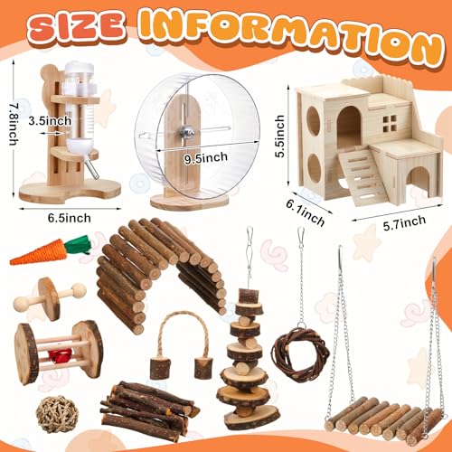 18 Pcs Hamster Accessories for Cages 10 Kinds Hamster Toys Set - style: Mixed Play Style