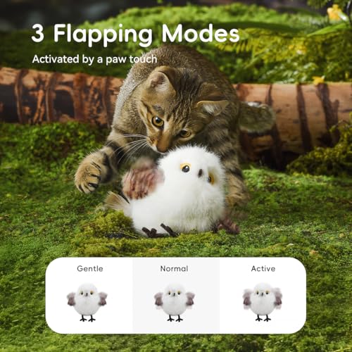 Petgravity Flapping Bird Cat Toy (No Flying), Lifelike Toucan Chirp Tweet Kitten Toy, Rechargeable Touch Activated Cat Toy Interactive Catnip Toy Exercise Toys for All Breeds 5.1" (Black) - color: Black