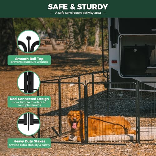 FXW Rollick Dog Playpen, Indoor, Yard & RV Camping, 32" H, 16 Panels - color: Black, size: 32"H