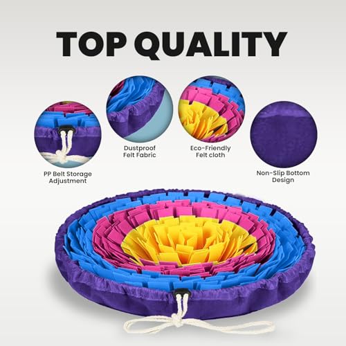 PET ARENA Snuffle Mat Dog Puzzle Feeder for Slow Eating & Brain Training - color: Yellow Rose Blue